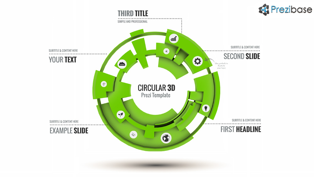 3D circle technology prezi template for presentations