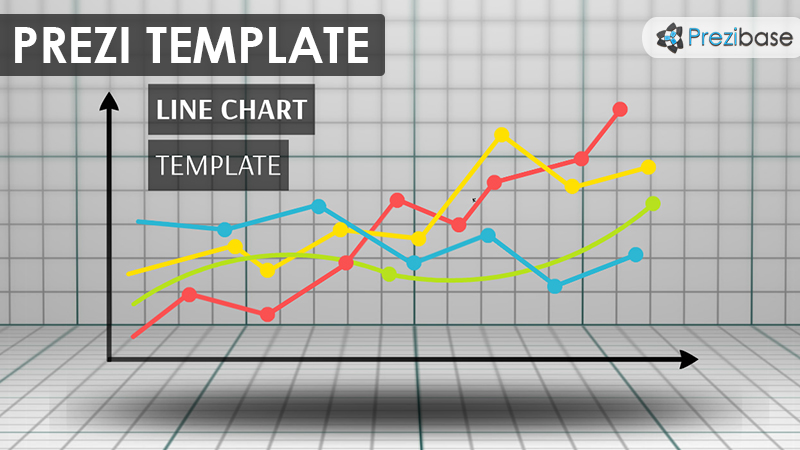 3D line chart business people silhouettes prezi template graph