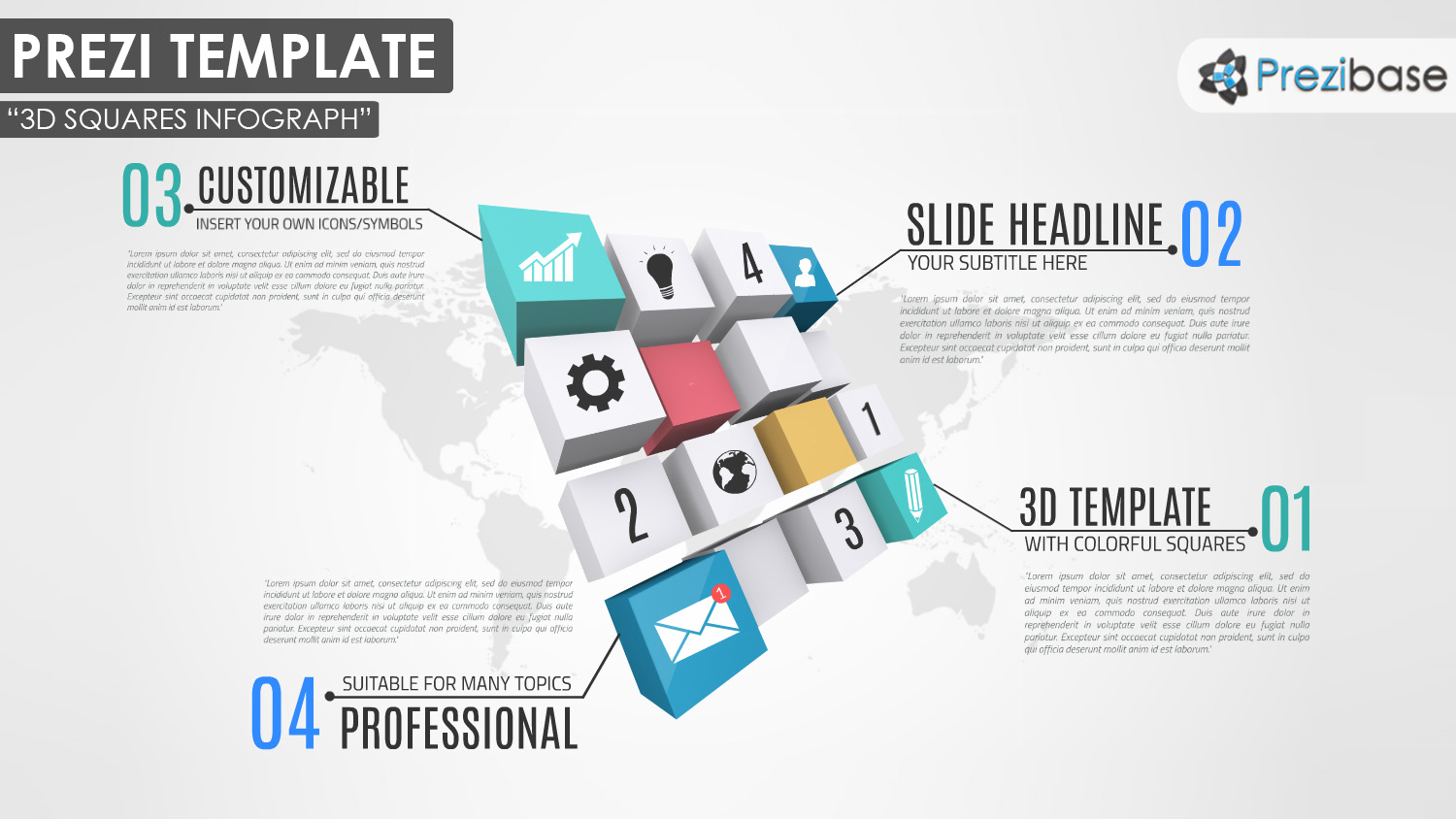 creative 3D cubes infographic buiness diagram corporate and professional prezi template