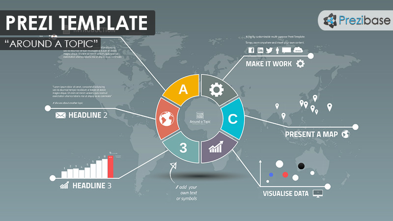 business report infographics professional prezi template mindmap