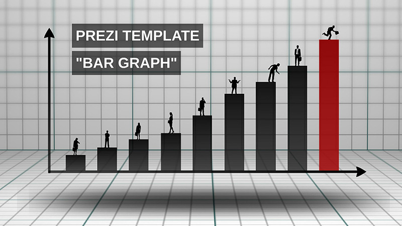 3d bar chart business silhouettes prezi template
