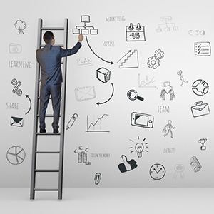 creative-businessman-sketch-ideas-planning-drawing-on-ladder-wall-prezi-templates