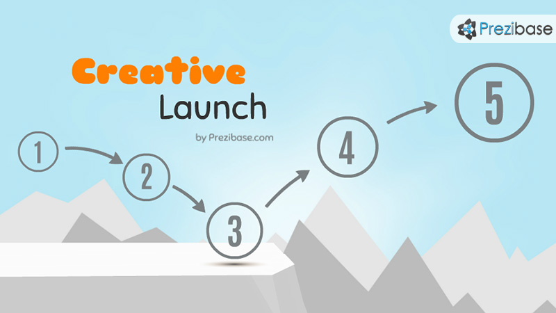 Creative start launch solve problem over cliff prezi template for presentations