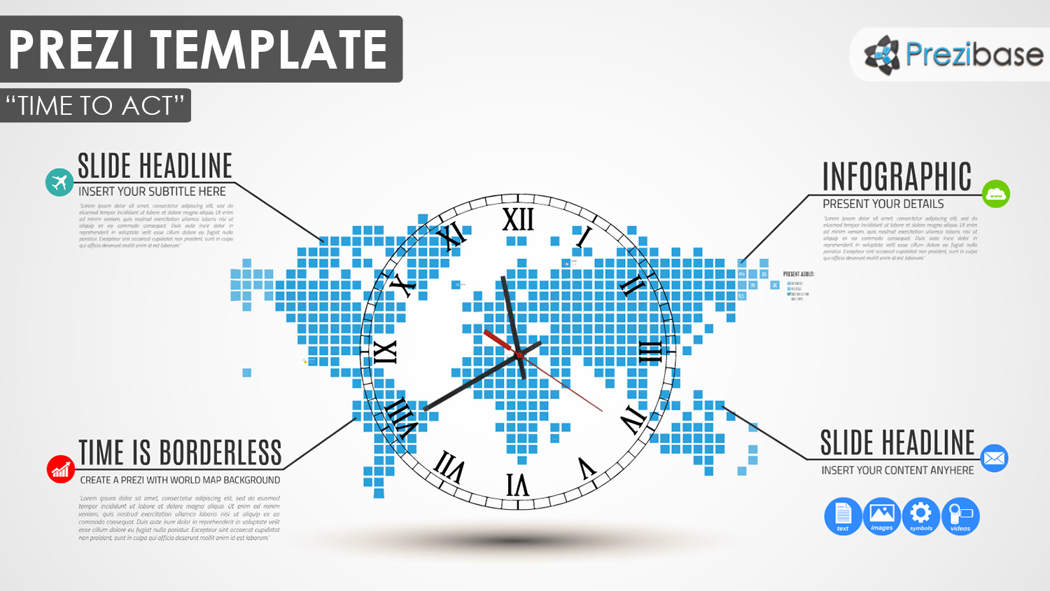 World business dotted squares map earth prezi template