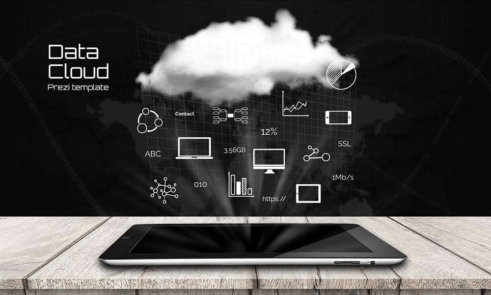 3D cloud technology ipad prezi next presentation template