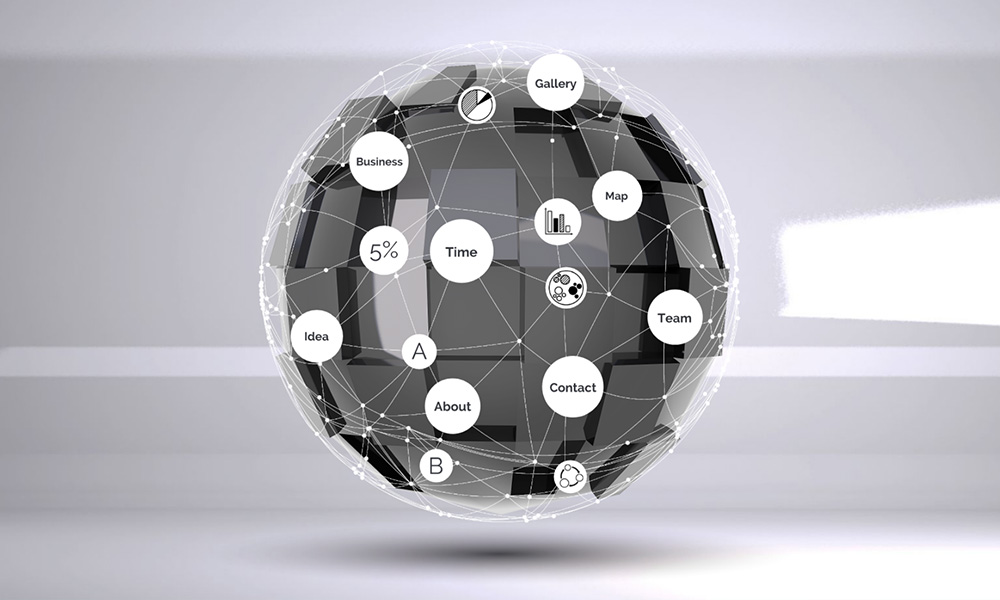 3D data network sphere prezi next presentation template