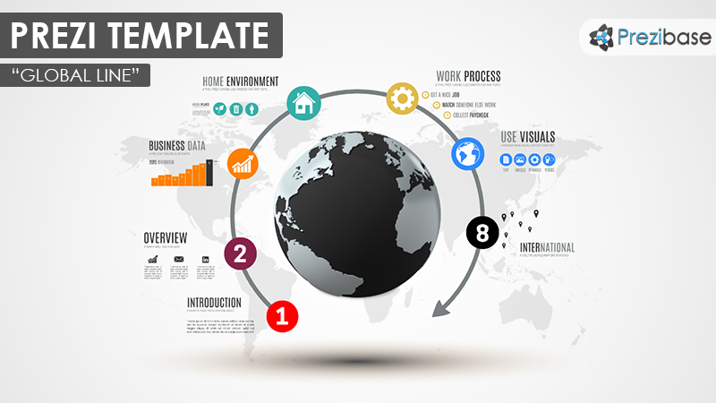 global line 3d business report world prezi template