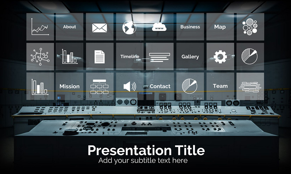 Control station technology room business management prezi next presentation template