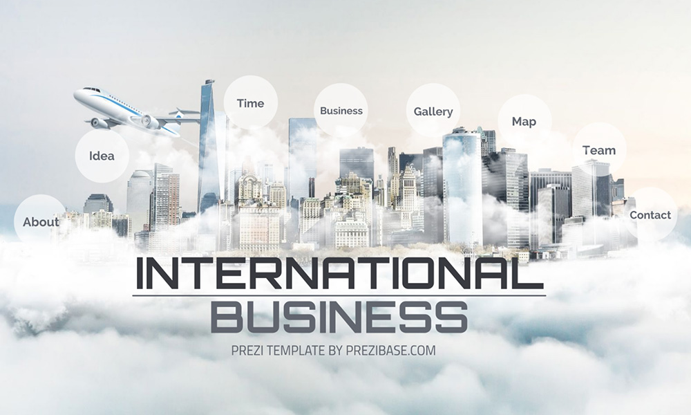International business creative sky city presentation template