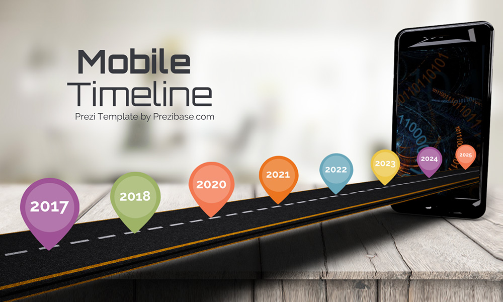 Mobile timeline 3D iPhone road into screen creative roadmap prezi next presentation template