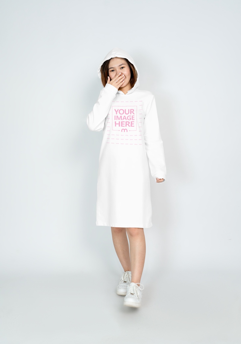 Mockup of a Hoodie Dress With a Posing Woman