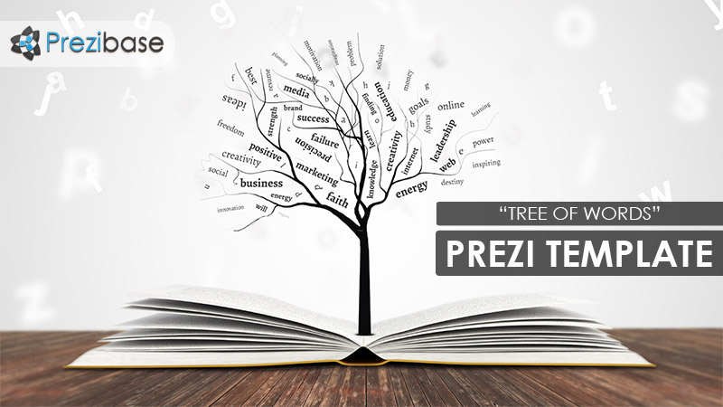 Book education 3d words tree reading prezi template
