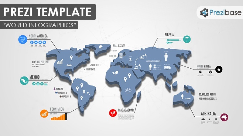 World Map infographics business earth prezi template
