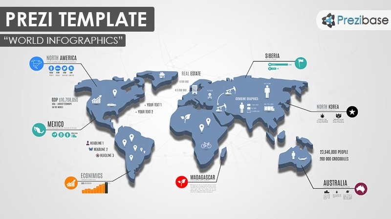world map infographics business prezi template