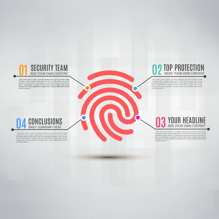 Prezi template has a digital security system concept with big red thumb fingerprint